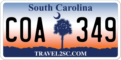 SC license plate COA349