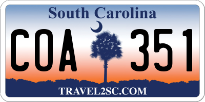 SC license plate COA351