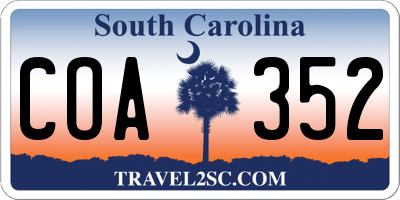 SC license plate COA352