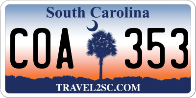 SC license plate COA353