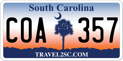 SC license plate COA357