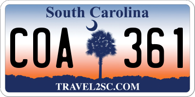 SC license plate COA361