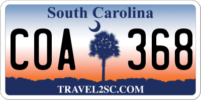 SC license plate COA368