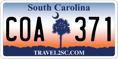 SC license plate COA371
