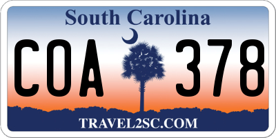 SC license plate COA378