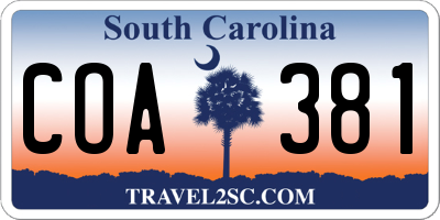 SC license plate COA381