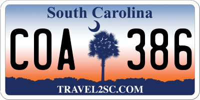 SC license plate COA386