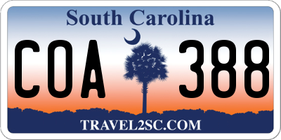 SC license plate COA388