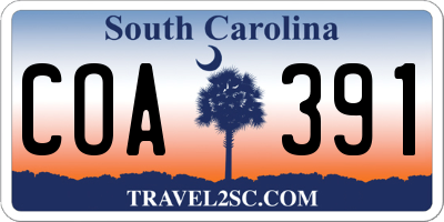 SC license plate COA391