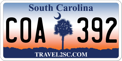 SC license plate COA392