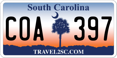 SC license plate COA397