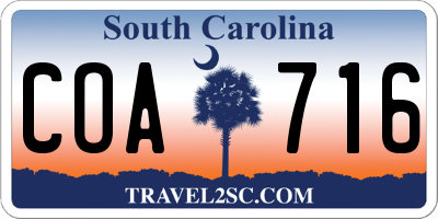 SC license plate COA716