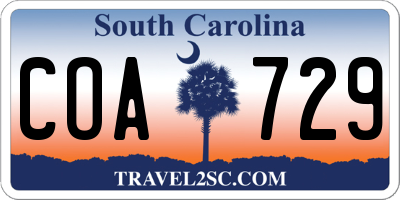 SC license plate COA729