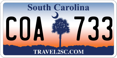 SC license plate COA733