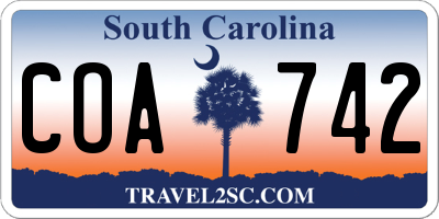 SC license plate COA742