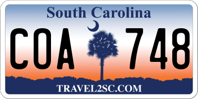 SC license plate COA748
