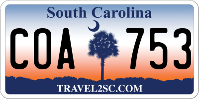 SC license plate COA753
