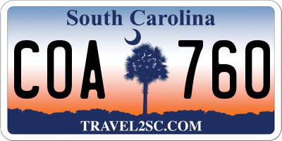 SC license plate COA760