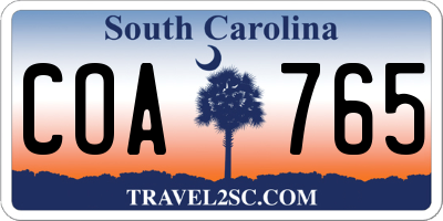 SC license plate COA765