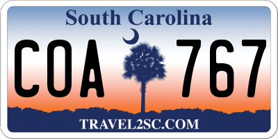SC license plate COA767