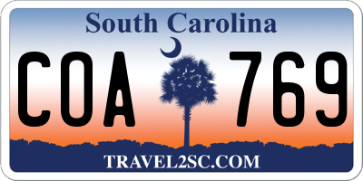SC license plate COA769