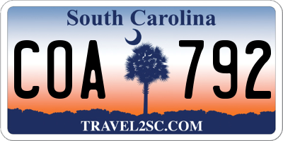 SC license plate COA792