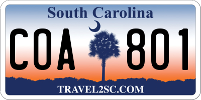 SC license plate COA801