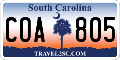 SC license plate COA805