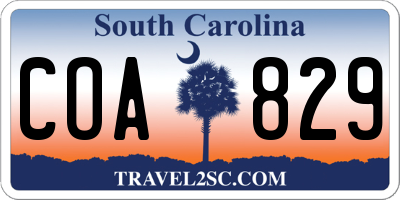 SC license plate COA829