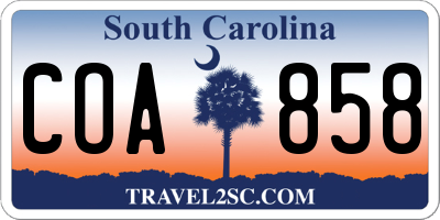 SC license plate COA858