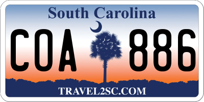 SC license plate COA886