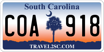 SC license plate COA918
