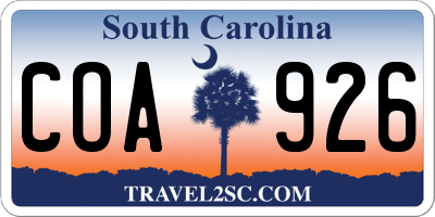 SC license plate COA926