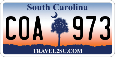 SC license plate COA973