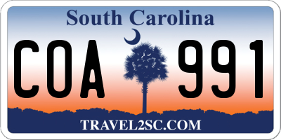 SC license plate COA991