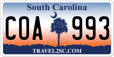 SC license plate COA993