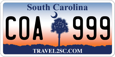 SC license plate COA999
