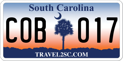 SC license plate COB017