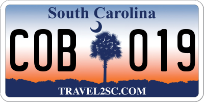 SC license plate COB019