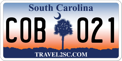 SC license plate COB021