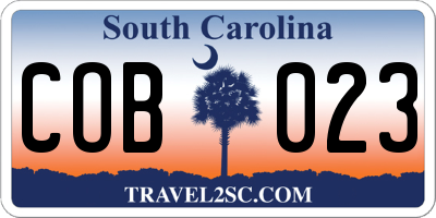 SC license plate COB023