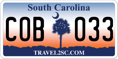 SC license plate COB033