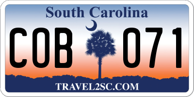 SC license plate COB071