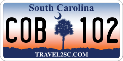 SC license plate COB102