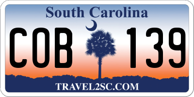 SC license plate COB139