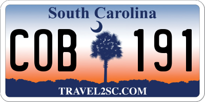 SC license plate COB191