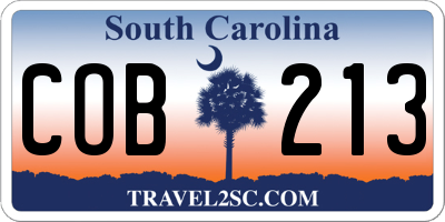 SC license plate COB213