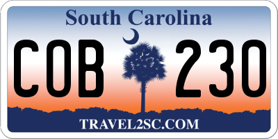 SC license plate COB230