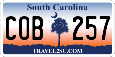 SC license plate COB257
