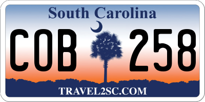 SC license plate COB258